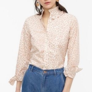 JCrew classic ruffle neck button down